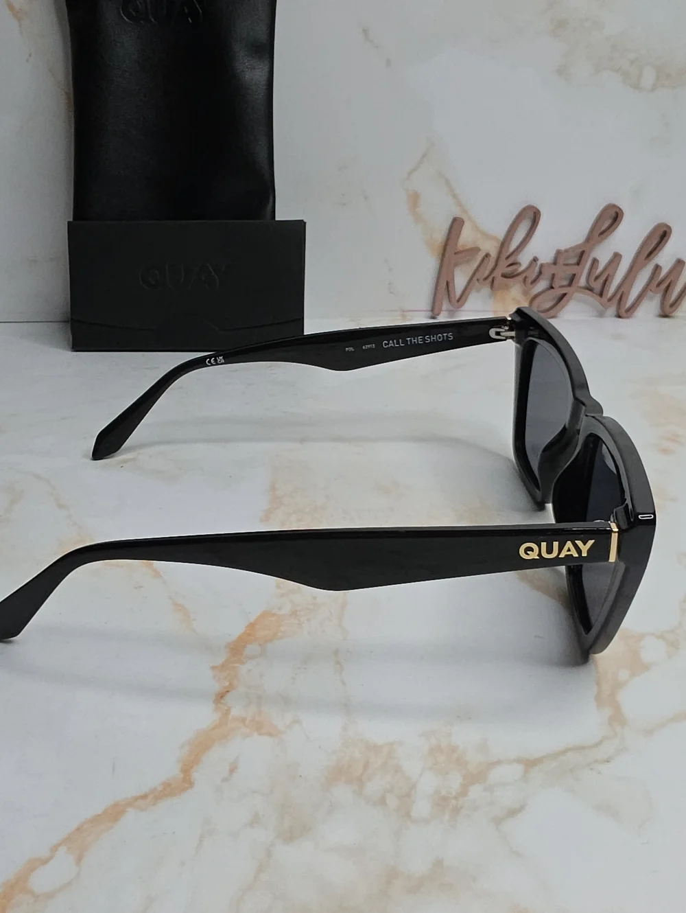 Quay Australia Call The Shots Black Cat-Eye Polarized Sunglasses New
